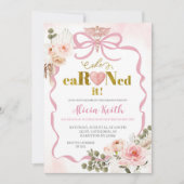 Pink Boho Coquette Pampas Grass She eaRNed it grad 招待状 (正面)