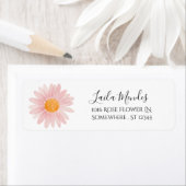Pink Boho Daisy Birthday Party Return Address ラベル (インサイチュ)