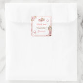 Pink Boho First Rodeo 1st Birthday スクエアシール (バッグ)