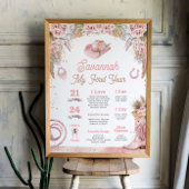 Pink Boho First Rodeo 1st Birthday Milestone 18x24 ポスター