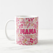 Pink Boho Floral Mama 3D Effect Pattern コーヒーマグカップ (左)