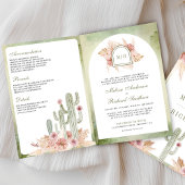 Pink Boho Floral Pampas Cactus QR Code Wedding 招待状