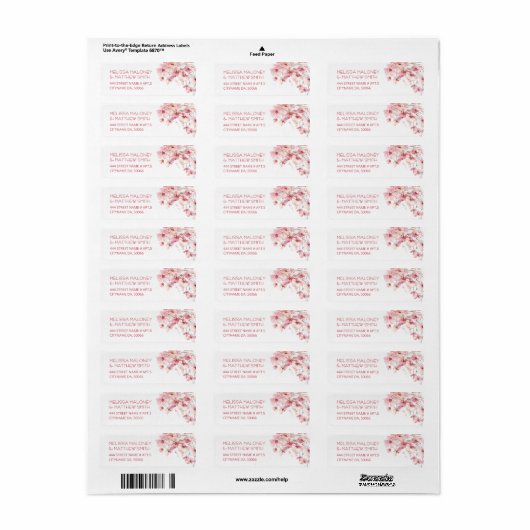 Pink Boho Floral White | Wedding ラベル (フルシート)