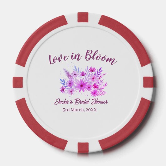 pink  boho love in Bloom bridal shower name retro ポーカーチップ (正面)