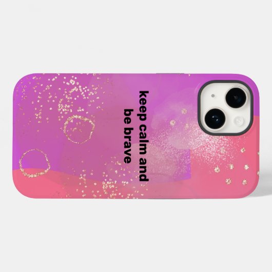 Pink Boho minimalist Ephemera Case-Mate iPhoneケース (裏面 (横))