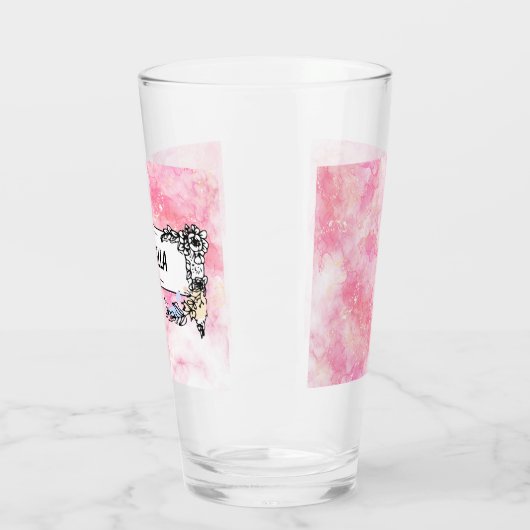 Pink Boho minimalist Ephemera ornament タンブラーグラス (左)