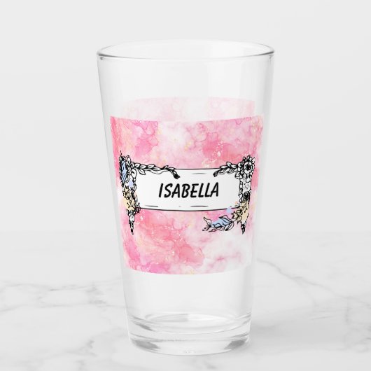 Pink Boho minimalist Ephemera ornament タンブラーグラス (正面)