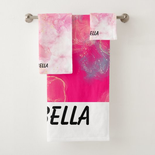 Pink Boho minimalist Ephemera ornament バスタオルセット (インサイチュ)