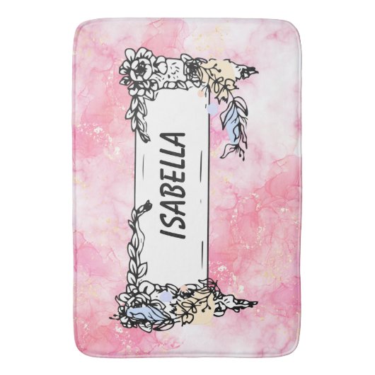 Pink Boho minimalist Ephemera ornament バスマット (正面縦)