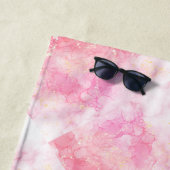 Pink Boho minimalist Ephemera ornament ビーチタオル (インサイチュ)