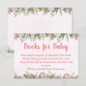 Pink Boho Pampas Grass Books for Baby Request Card エンクロージャーカード (正面/裏面)