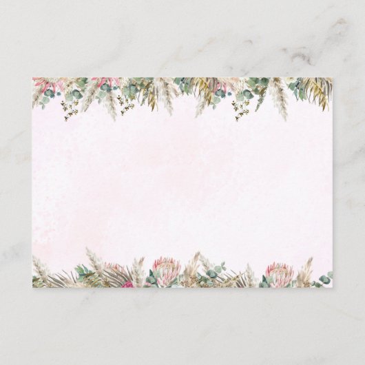 Pink Boho Pampas Grass Diaper Raffle Ticket エンクロージャーカード (裏面)