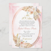 Pink boho Quinceanera invitation in Spanish 招待状 (正面/裏面)