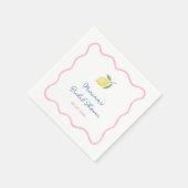 Pink Boho Wavy Border Lemons Bridal Shower スタンダードカクテルナプキン (角)