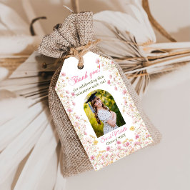 Pink Boho Wildflowers Graduation Party ギフトタグ