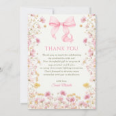 Pink Boho Wildflowers Graduation Party  サンキューカード (裏面)