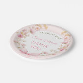 Pink Boho Wildflowers Graduation Party ペーパープレート (アングル)