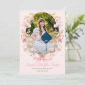 Pink Boho Wildflowers Graduation Party 招待状 (スタンド正面)