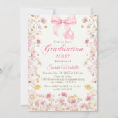 Pink Boho Wildflowers Graduation Party 招待状 (裏面)