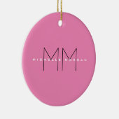 Pink Bold Monogram Modern Minimalist Name Initials セラミックオーナメント (右)