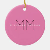 Pink Bold Monogram Modern Minimalist Name Initials セラミックオーナメント (正面)