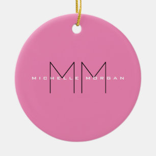 Pink Bold Monogram Modern Minimalist Name Initials セラミックオーナメント