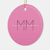 Pink Bold Monogram Modern Minimalist Name Initials セラミックオーナメント (左)