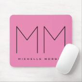Pink Bold Monogram Modern Minimalist Name Initials マウスパッド (マウス)