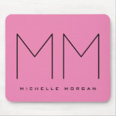 Pink Bold Monogram Modern Minimalist Name Initials マウスパッド (正面)