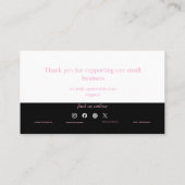 Pink Bold Thank You Card Social Media Small Busine 名刺 (裏面)
