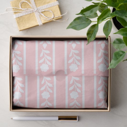 Pink Bone Inlay Floral Border Decoupage Paper 薄葉紙 (ギフト)