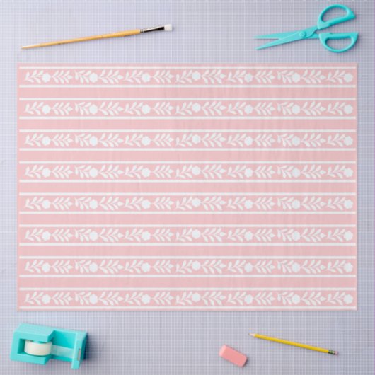 Pink Bone Inlay Floral Border Decoupage Paper 薄葉紙 (クラフト)
