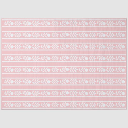 Pink Bone Inlay Floral Border Decoupage Paper 薄葉紙 (正面)