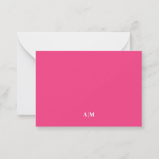 Pink Border Minimalist Name Monogram ノートカード (裏面)