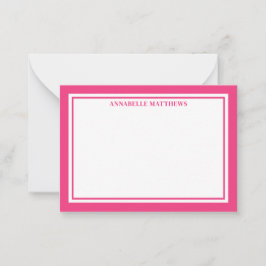 Pink Border Minimalist Name Monogram ノートカード