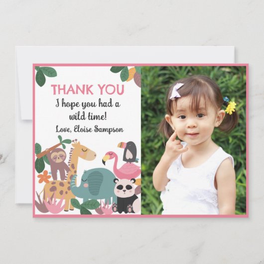 Pink Born Two Be Wild Flat Thank You Card サンキューカード (正面)