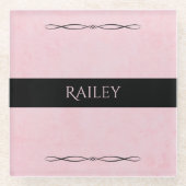 Pink Boss Babe Office Chic Style Glass Coaster ガラスコースター (正面)