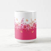 Pink Botanical Butterflies Mug コーヒーマグカップ (中央)