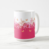 Pink Botanical Butterflies Mug コーヒーマグカップ (正面右)