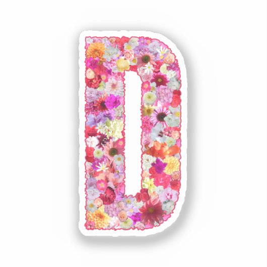 Pink Botanical Monogram Floral Letter D Initial シール (正面)