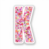 Pink Botanical Monogram Floral Letter K Initial シール (正面)