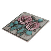 Pink Botanical Sculpture Layered Over white marble タイル (側面)