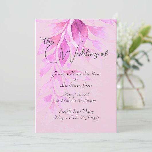 Pink Botanical Wedding Invitation 招待状 (スタンド正面)