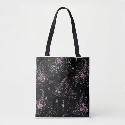 Pink Botanical Witch Halloween Tote Bag トートバッグ (正面)