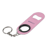 Pink Bottle Opener Custom Text Bar Key Gift Tool キーホルダー栓抜き (正面アングル)