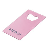 Pink Bottle Opener Custom Text Bar Key Gift Tool クレジットカード栓抜き (裏面アングル)