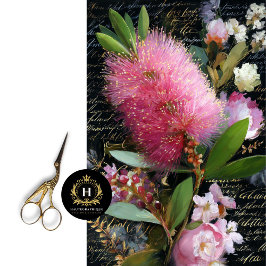 Pink Bottlebrush and Florals Decoupage 薄葉紙