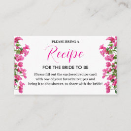 Pink Bougainvillea Floral Bridal Recipe Card エンクロージャーカード