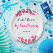 Pink Bougainvillea Floral Bridal Shower ペーパープレート (パーティー)