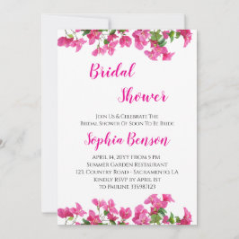 Pink Bougainvillea Floral Bridal Shower Invitation 招待状